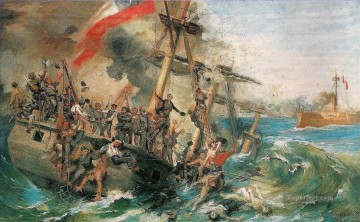 イキケ海戦に参加せよ ニコラス・グスマン海戦 Oil Paintings